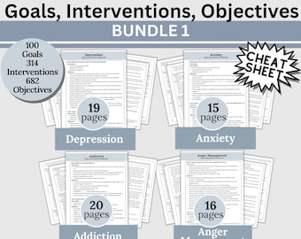 Therapy Treatment Plan Bundle: Goals, Objectives, Interventions (Fillable PDF, Digital Download)