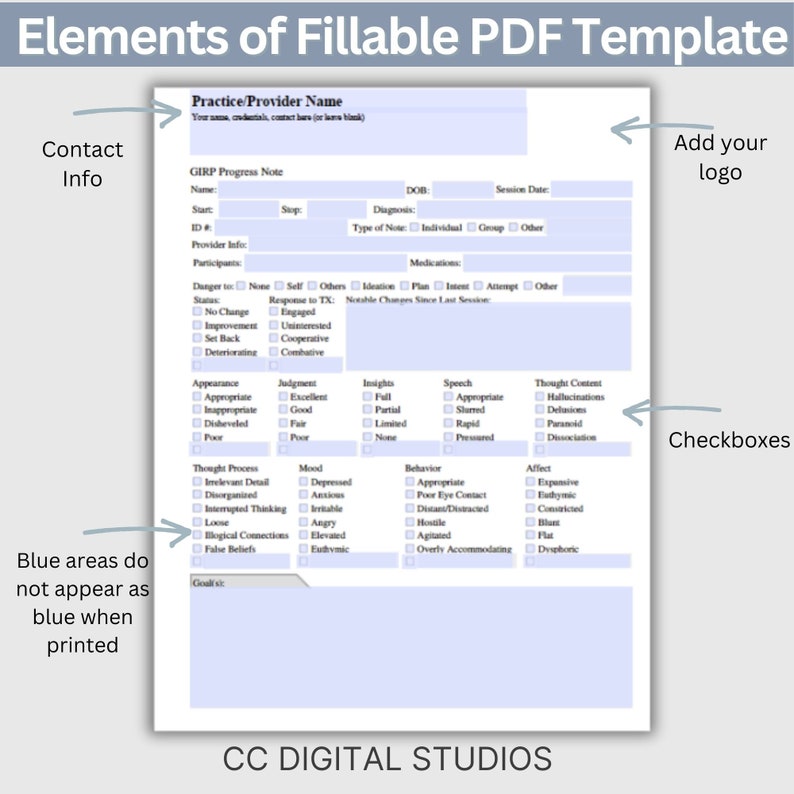 Girp Progress Note Example Pdf GIRP Progress Note Template: Fillable Therapy Form (PDF) - Etsy