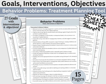 Behavior Problems Therapy Cheat Sheet: Treatment Planning Tool (Digital Download)