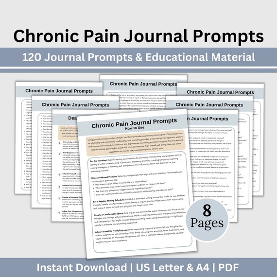 Chronic Pain Journal Prompts: 120 In-Depth Questions (Digital Download)