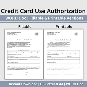 Modèle de carte de crédit, document WORD modifiable et à remplir, formulaire d'autorisation de bureau de thérapeute, bureau de psychologue, formulaire de consentement, réception des clients