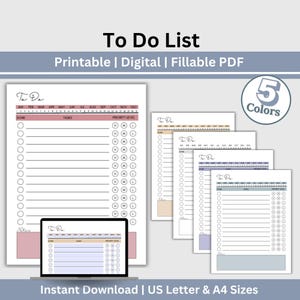 Printable To-Do List Task Planner: ADHD Management Tool (Digital Download, US Letter/A4 Size)