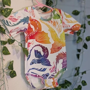 Dragon Baby Blanket, Rainbow Fire Mythical Fantasy Swaddle + Hat or Headband, Heavy Metal Baby,