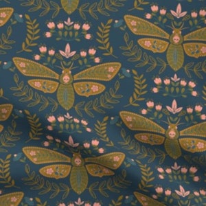 Pastel Goth Baby Swaddle, Enchanted Deaths Head Hawkmoth Damask Swaddling Blanket + Band or Hat,  Floral Occult Skull Spiritual Gift