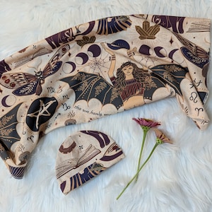 Goth Baby Clothing, Goddess of darkness Lilith, Soft Stretchy Blanket + Hat or Band, Skull Emo Baby, Botanicals, Whimisigoth, Celestial