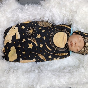 Witchy Rabbit Baby Wrap, Harvest Moon Hares Swaddle + Hat or Band ...