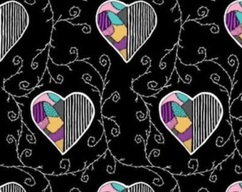 Goth Baby Swaddle with Headband or Cuffed Hat, Black White Stripe with Sally Rag Doll Patchwork Hearts Soft Snuggly Knit, NBC Skeleton Set