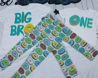 Custom Boys Donut Outfit - Personalized Jogger  Birthday Shirt or Bodysuit