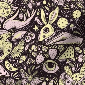 Conjunto de bebé gótico, animales mágicos del bosque, flores de plantas en swaddle negro + sombrero o banda, cosas de bebé brujo, bebé hongo, luna mágica celestial