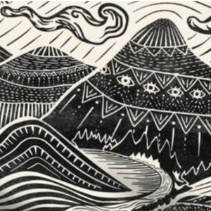 Artículos para bebés de brujas, manta envolvente Mystical Mountain + gorro o banda, negro y crema, guardería escandinava de aventuras