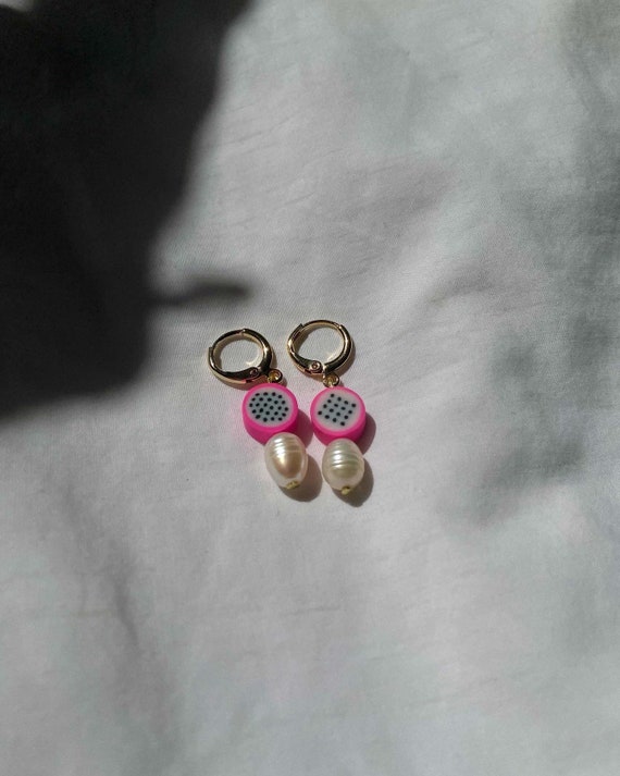 Fruit Huggie Earrings 18k Gold Plated Etsy