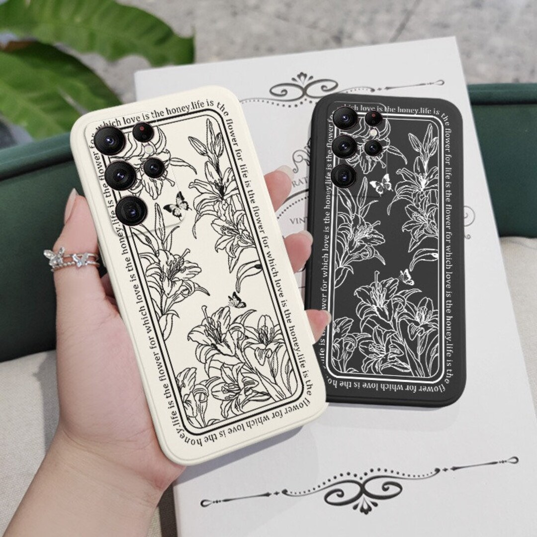 Line Lily Phone Case for Samsung Galaxy S23 S22 S21 S20 Ultra Plus FE