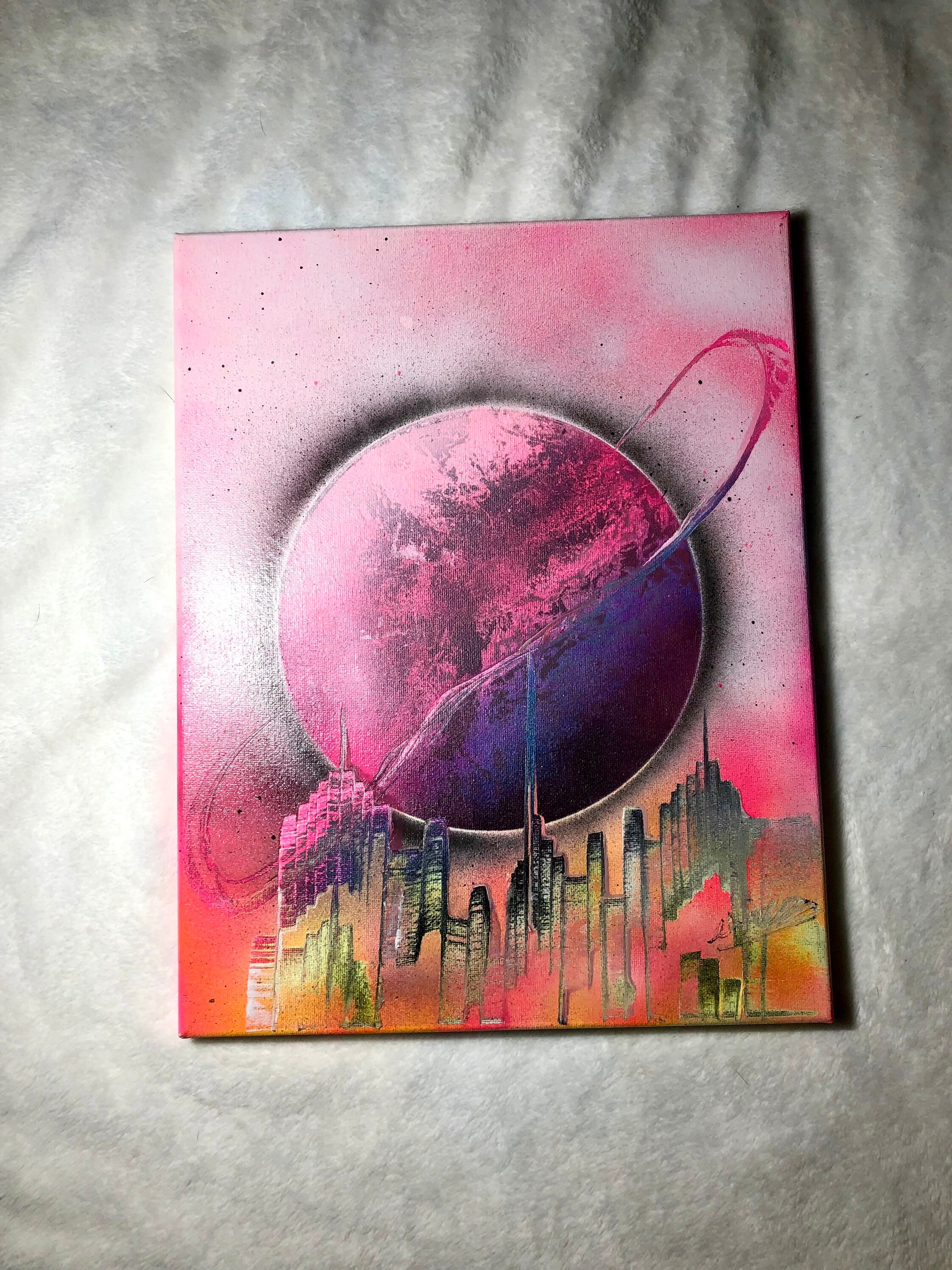 Custom Spray Paint Galaxy On Canvas Blacklight Etsy