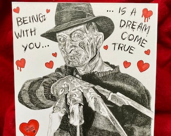 Drawn Horror greeting card&#39;s, Anniversary cards, Love cards, Customs, Horror movies, Ink drawing, print of original