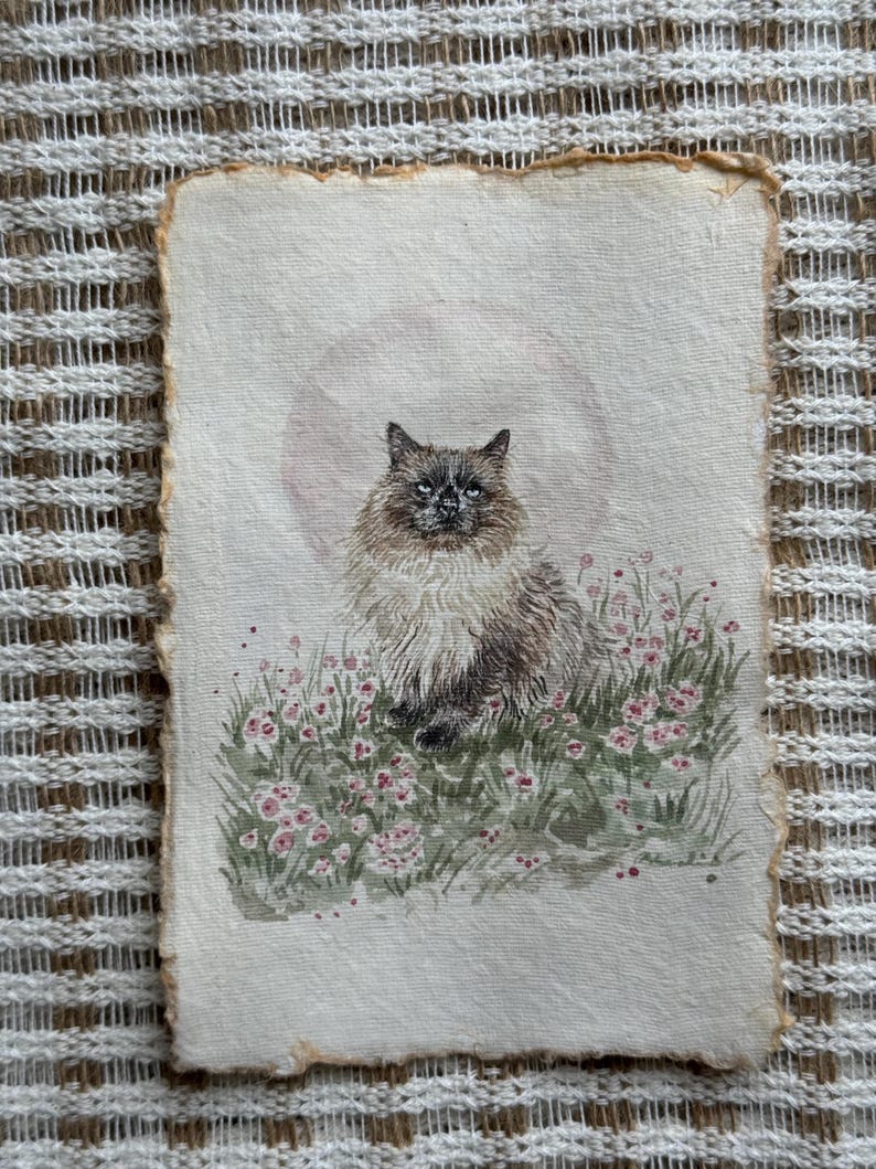CUSTOM watercolor pet portrait, vintage paper, custom artwork, home decor, gift ideas, pet portrait, memorial pet portrait 画像 4
