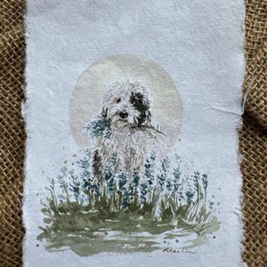 CUSTOM watercolor pet portrait, vintage paper, custom artwork, home decor, gift ideas, pet portrait, memorial pet portrait 画像 2