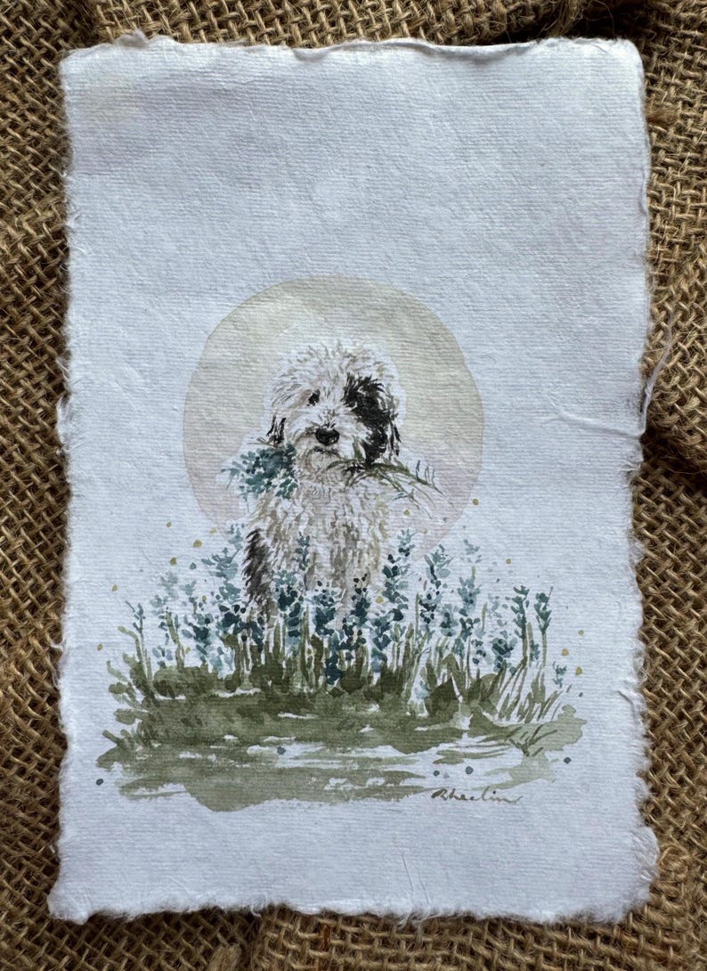 CUSTOM watercolor pet portrait, vintage paper, custom artwork, home decor, gift ideas, pet portrait, memorial pet portrait 画像 2