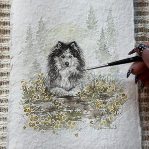 CUSTOM watercolor pet portrait, vintage paper, custom artwork, home decor, gift ideas, pet portrait, memorial pet portrait 5X7 IN