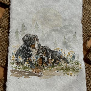 CUSTOM watercolor pet portrait, vintage paper, custom artwork, home decor, gift ideas, pet portrait, memorial pet portrait 5X7 two pets