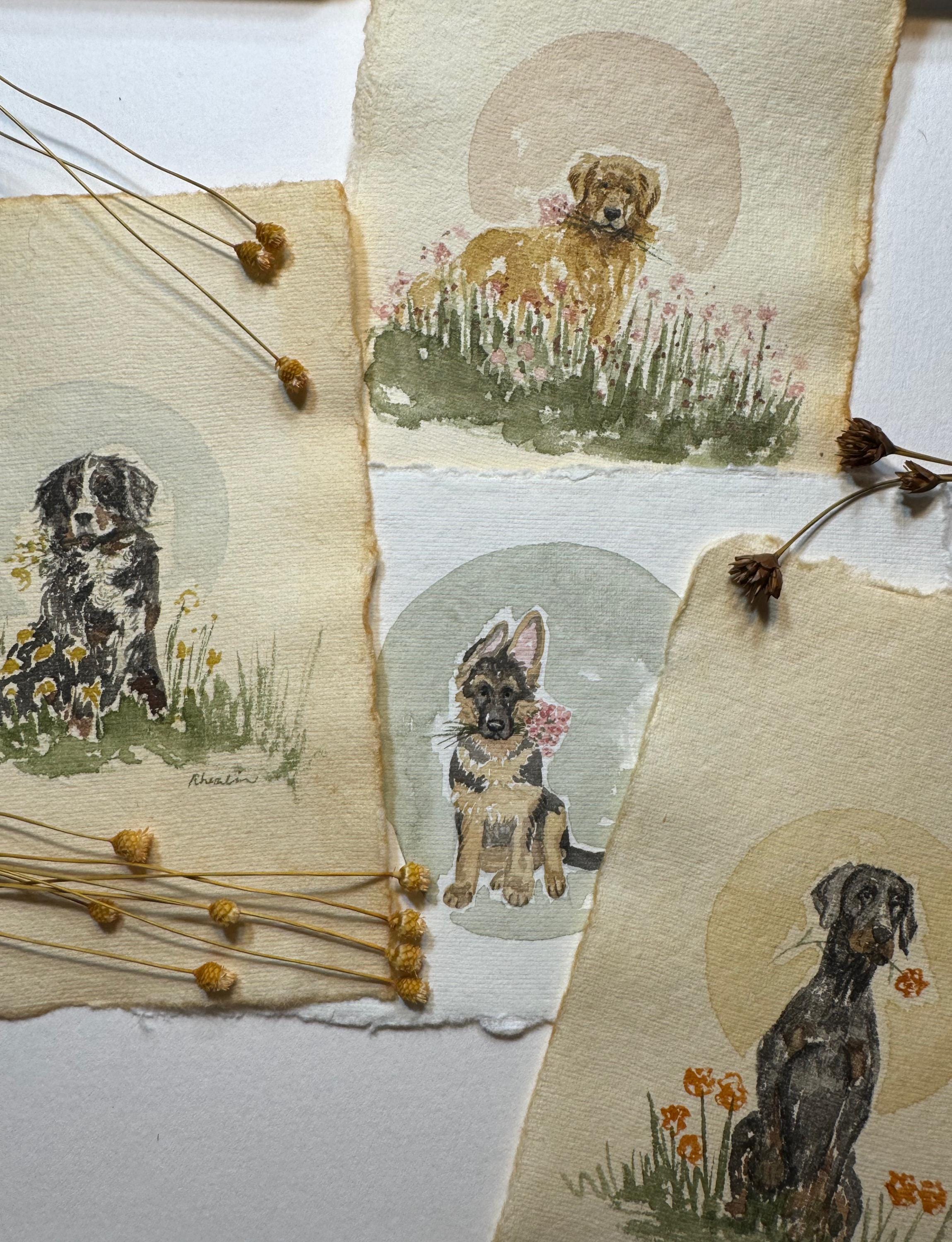 CUSTOM watercolor pet portrait, vintage paper, custom artwork, home decor, gift ideas, pet portrait, memorial pet portrait