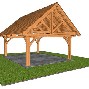 16&#39; x 20&#39; Timber Frame Pavilion Plan Set