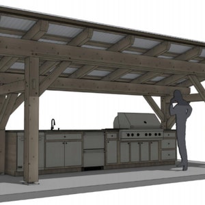 8' x 22' Livorno Outdoor Kitchen Timber Frame Plan Set