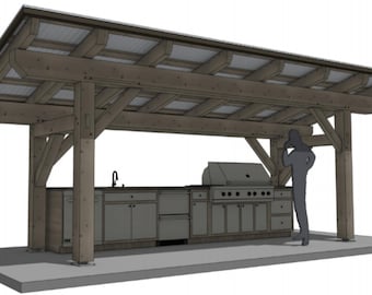 8' x 22' Livorno buitenkeuken houtframe-planset