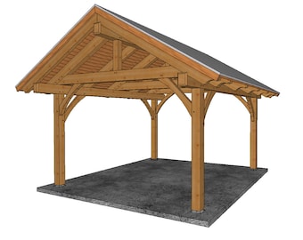 Plans d'un pavillon à ossature bois de 14 pi x 16 pi