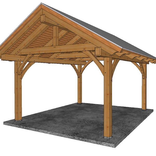 14' x 16' Timber Frame Pavilion Plan Set