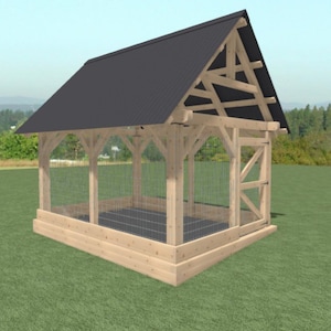 8&#39; x 12&#39; Post and Beam Dog Kennel DIY Building Plans - Downloadable PDF