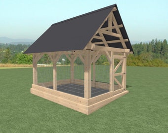 8' x 12' Post and Beam Dog Kennel DIY Building Plans - PDF téléchargeable