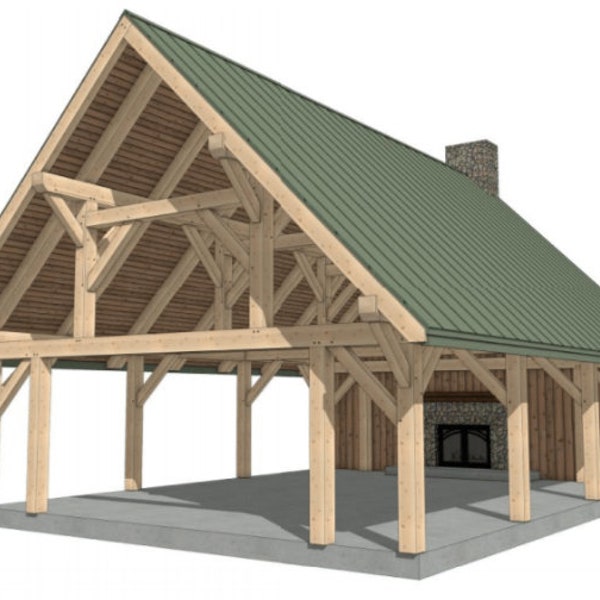 28' x 36' Fairwood Pavilion II Timber Frame Plan Set