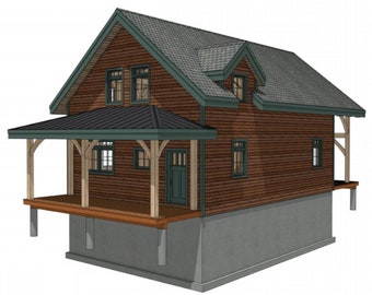 24' x 36' Walnut Ridge Cabin I Plannenset met houten frame