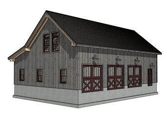 34' x 48' Roxbury Barn III houtskeletplanset