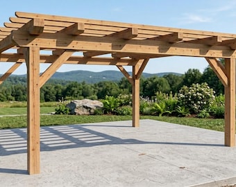 Bouwtekeningenset voor een houten pergola van 16' x 18'