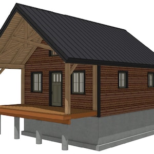 20&#39; x 24&#39; River Bend Cabin Timber Frame Plan Set