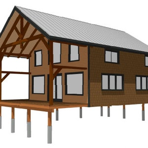 28&#39; x 32&#39; Pine Creek Cabin Timber Frame Plan Set
