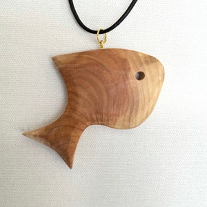 Wooden Fish Pendant Necklace Made 
