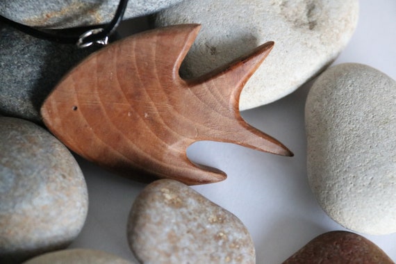 Wooden Fish Pendant Necklace Made 