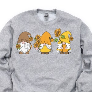 Sunflower Gnomes Unisex Sweatshirt- Sunflower Shirt, Floral Shirt, Flower Shirt,Gnome Shirt, Womens Fall Shirt, Fall Sunflower Sweatshirt