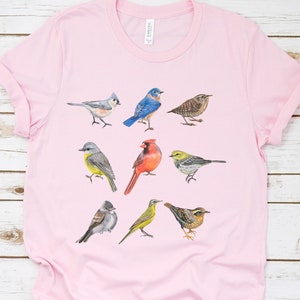 Vintage Like Bird Unisex Shirt, Botanical Birds, Bird Watching Shirt, Gift for Bird Watcher, Retro Birds, Bird Lover Shirt, Cardinal Shirt
