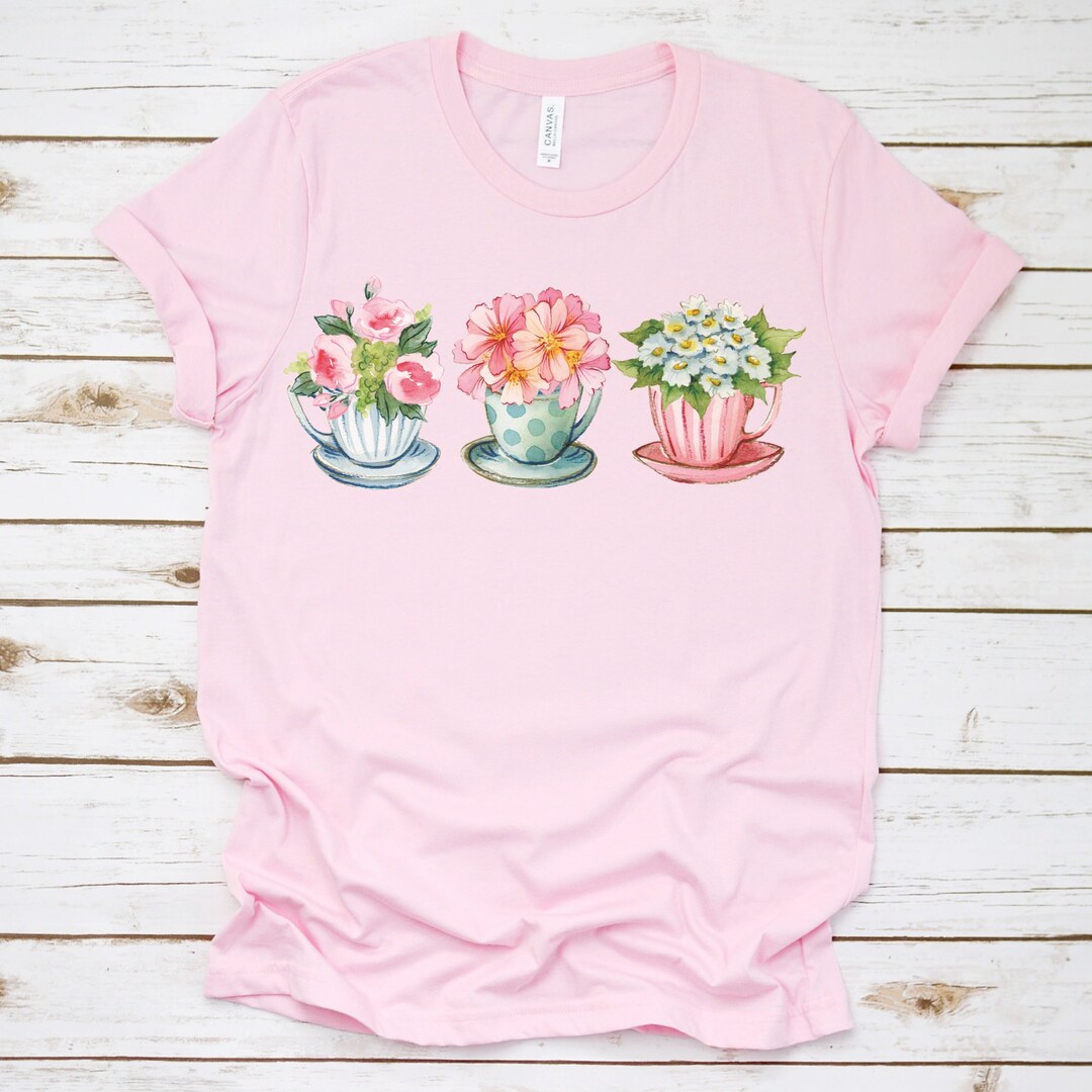 Teacup Flower Tshirt, Wild Flowers Shirt, Floral Tshirt, Flower Shirt
