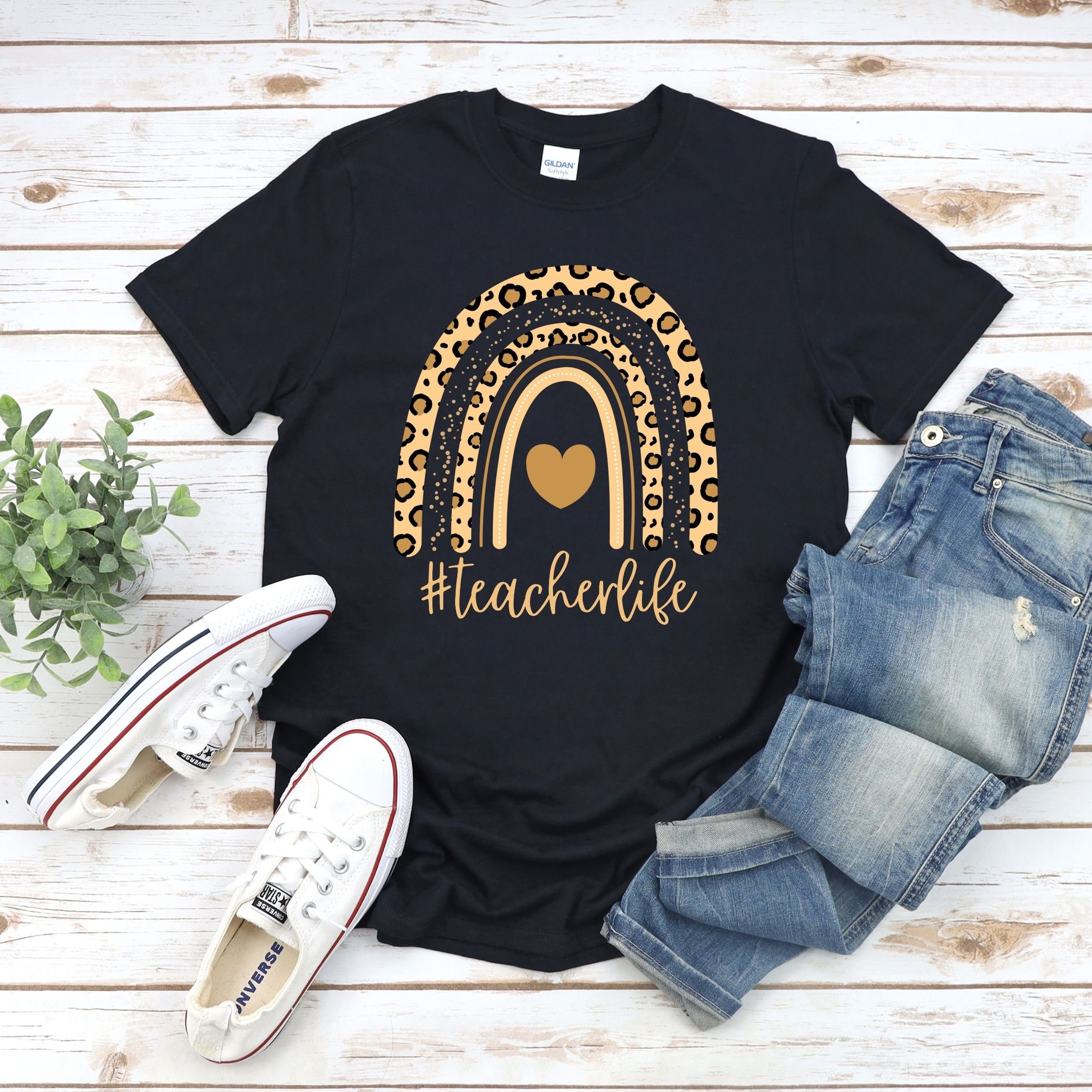 Teacher Shirt For Women - Rainbow Leopard Graphic Tee 'Teach Love Inspire', Gift For Educators, Small - View #10