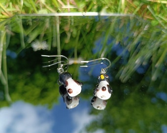 Earrings with porcelain beads / penguin