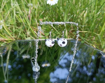 Earrings with porcelain pandas