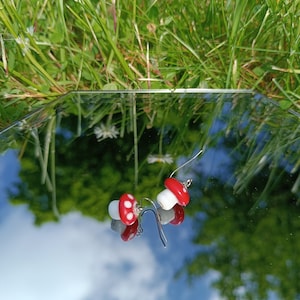 Earrings with mushroom pendant / cute mushrooms