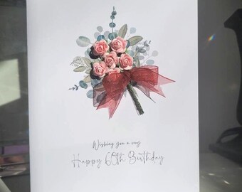 Sacchetto Regalo GOLDCROW Per 60° Compleanno Donna, Rosa Oro, Con Carta Velina E Biglietto, 30x24x13.5 Cm