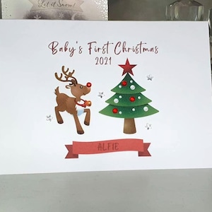 Babys erste Weihnachtskarte, personalisierte Babys Weihnachtskarte, personalisierte Baby Weihnachtskarte, Babys Rentier Weihnachtskarte