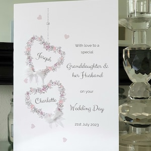 Tarjeta de boda personalizada para nieta y su esposo, tarjeta de boda con corazón de mariposa, tarjeta para los novios, tarjeta para el nuevo señor y la señora