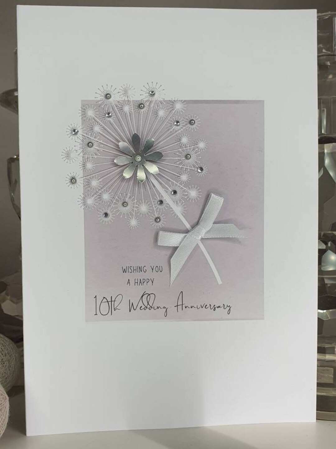 Tenth Flower Wedding Anniversary Card 10th Wedding Etsy